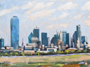 Plein Air oil painting on panel of Dallas, Texas
