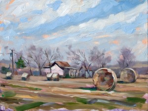 9 x 12 plein air oil on panel titled Winter Harvest.