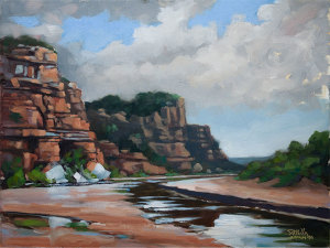 Plein Air on panel, Pease River One by Texas Artist Steve Miller