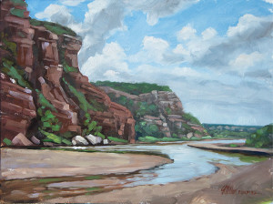 Plein air oil on panel of Pease River in panhandle of Texas