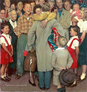 Norman Rockwell's painting - Christmas Homecoming, painted in 1948