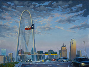South Wind Giclee print on canvas of Margret Hunt Hill bridge in Dallas, Texas