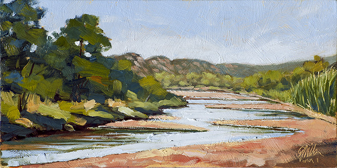 Down River, Plein Air oil on panel