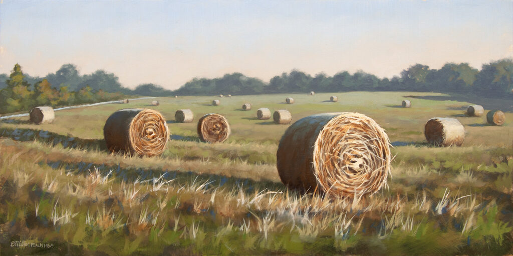 Second Cutting, 12 x 24 Oil, Available at Adobe Western Art Gallery, Fort Worth Stockyards, Fort Worth, Texas