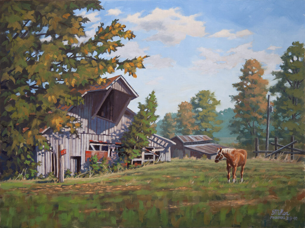 Easing into Fall, Casein painting on Gessoed panel.