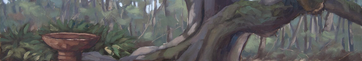 Only God Can Make a Tree, plein Air oil on panel on the Teche Bayou