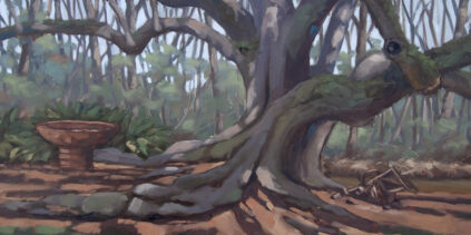 Only God Can Make a Tree, plein Air oil on panel on the Teche Bayou