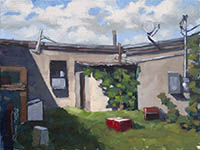 The Red Box, Plein air oil on panel