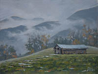 Smoky Mountain Rain, oil on panel by Texas artsit Steve Miller